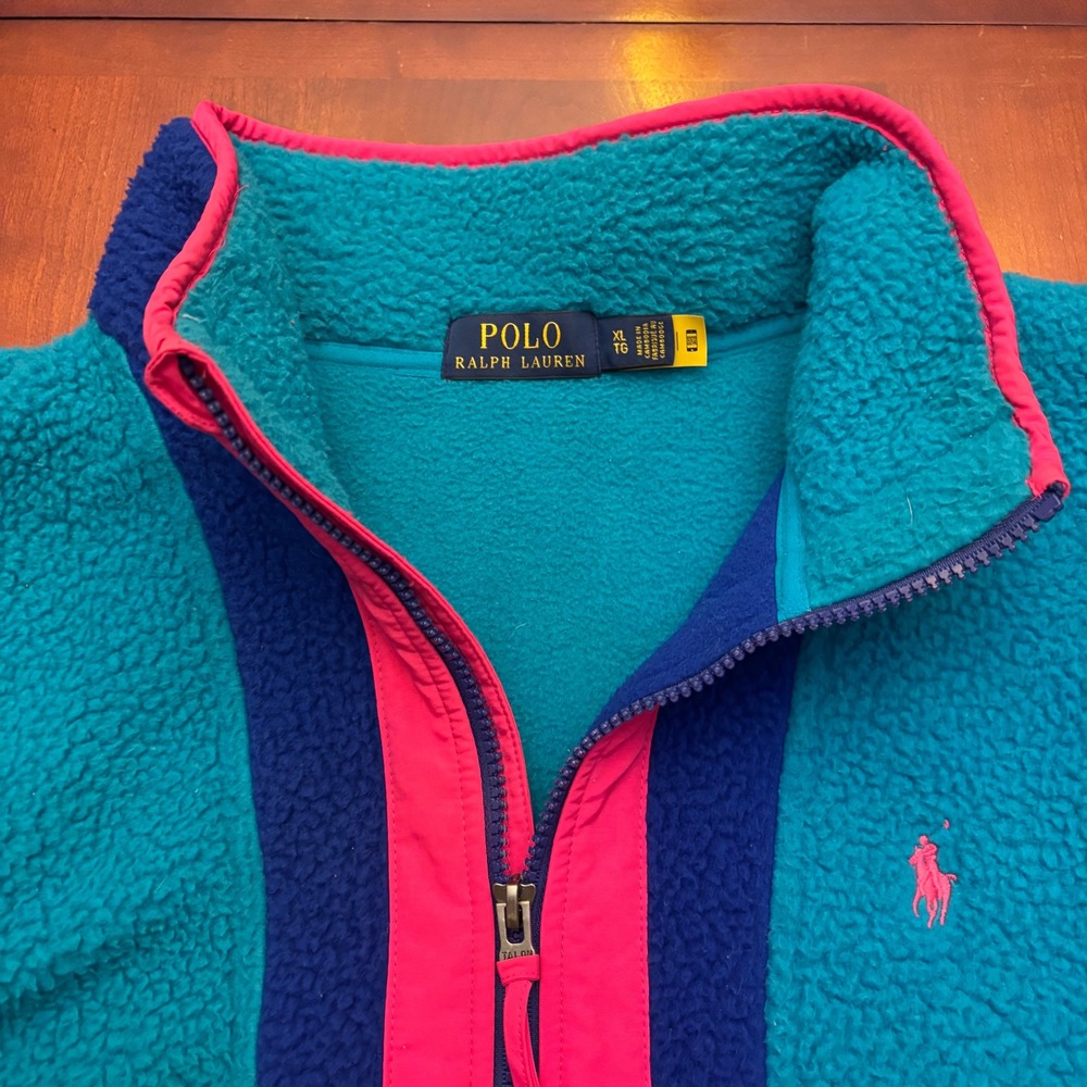 Polo Ralph Lauren | Men's XL Fleece Quarter Zip | Teal Colorblock | Spectre - Picture 10 of 16